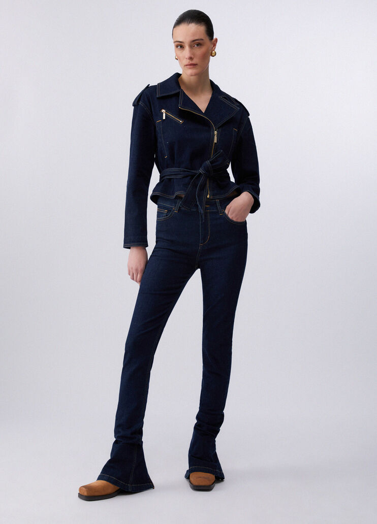 Jean taille haute avec zip denim fonc&eacute; Liu Jo - medium