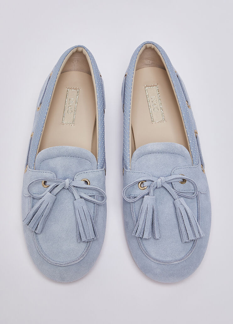 Mocassini in suede con nappine azzurro polvere Liu Jo - medium