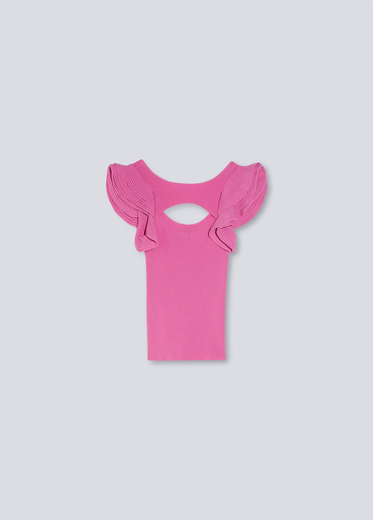 Stricktop mit Cut-out Rosa Liu Jo - large image number 4 Stricktop mit Cut-out Rosa Liu Jo - large image number 4