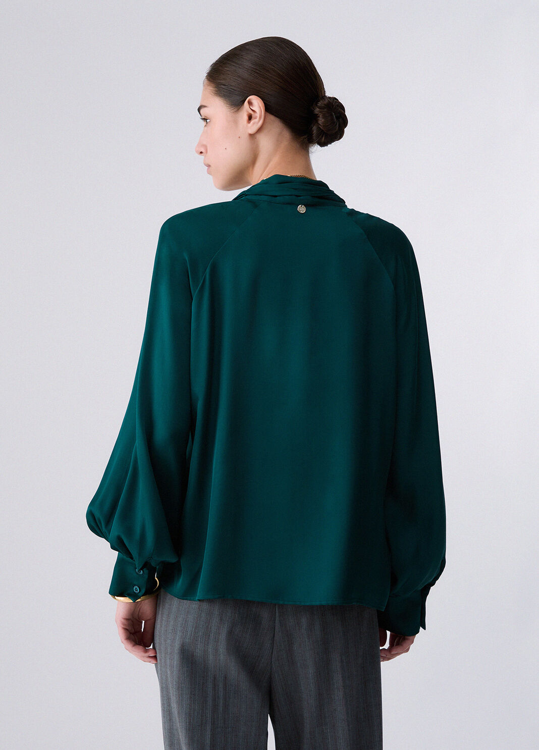 Satin Blouse with Bow dark green Liu Jo - large image number 1