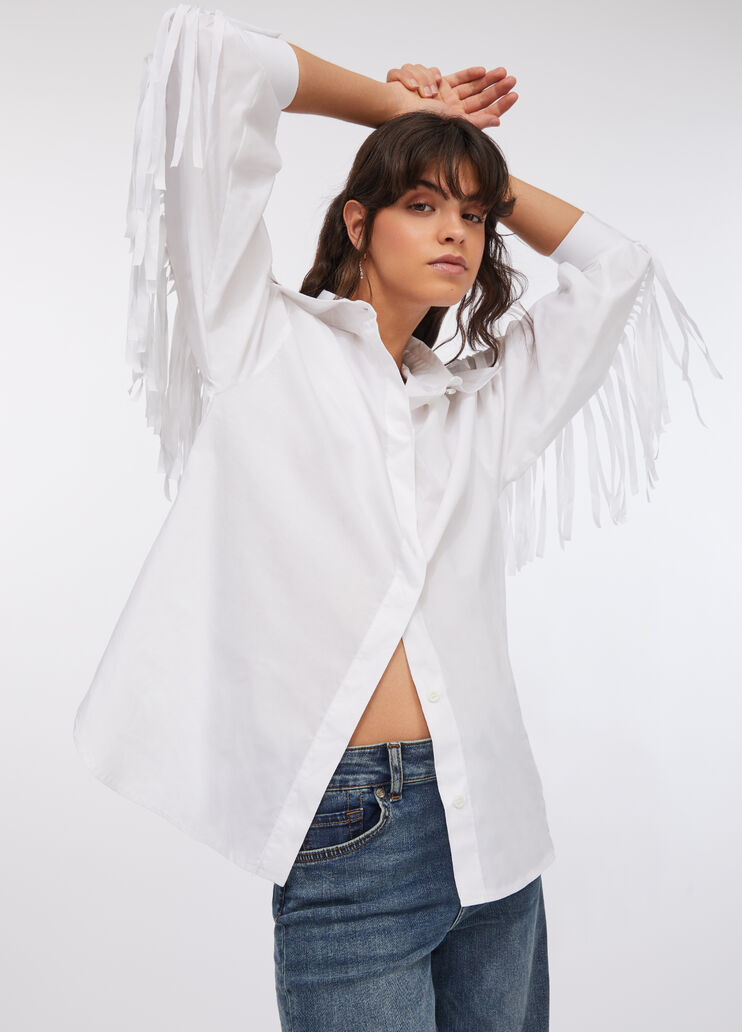 Camisa de popelina con flecos blanco Liu Jo - medium