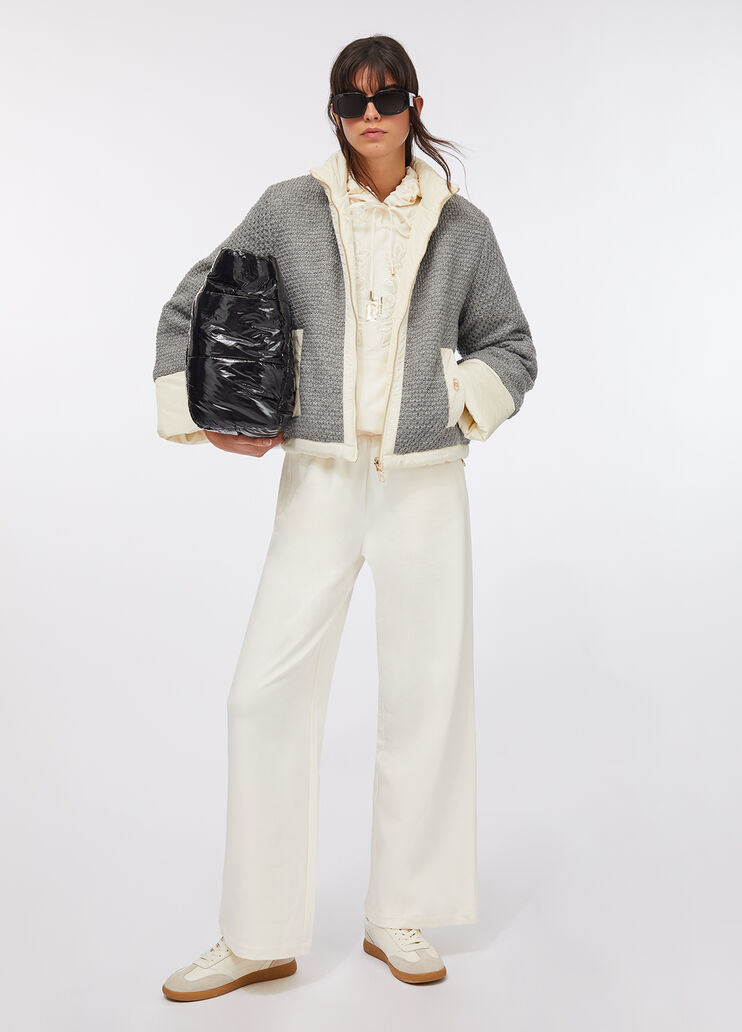 Jacke aus gestepptem Nylon und Mesh Grau mit Nadelstreifen Liu Jo - medium