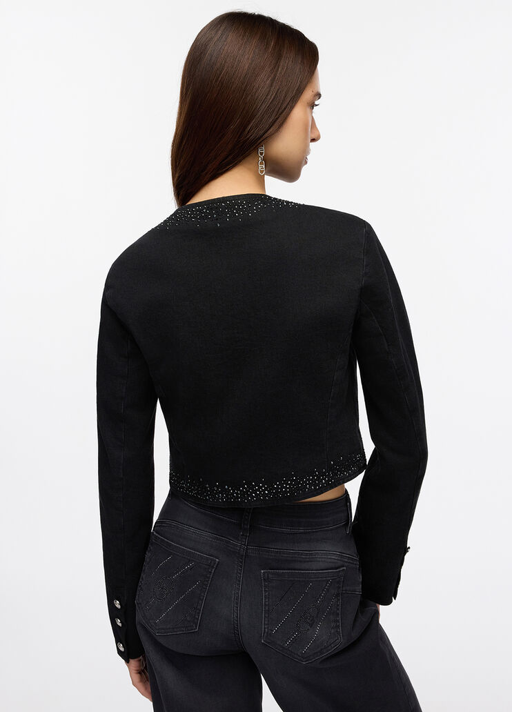 Chaqueta vaquera con strass denim negro Liu Jo - medium