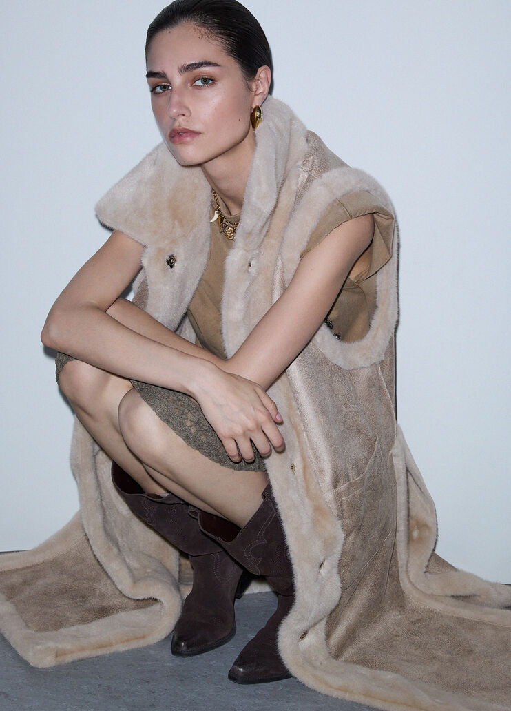 Gilet en peau lain&eacute;e synth&eacute;tique beurre Liu Jo - medium