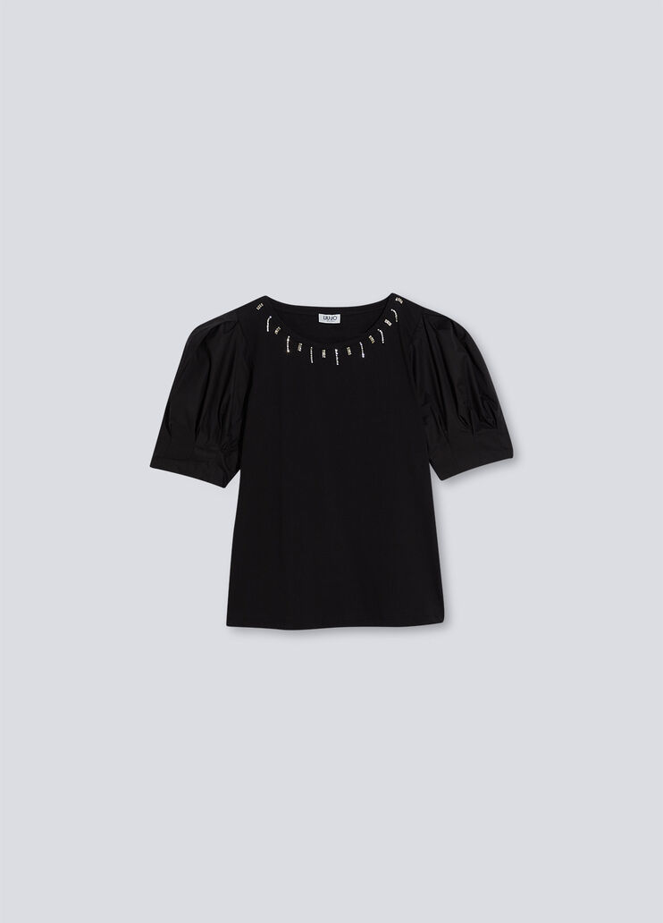 T-Shirt mit Schmuckapplikationen Schwarz Liu Jo - large image number 4 T-Shirt mit Schmuckapplikationen Schwarz Liu Jo - large image number 4