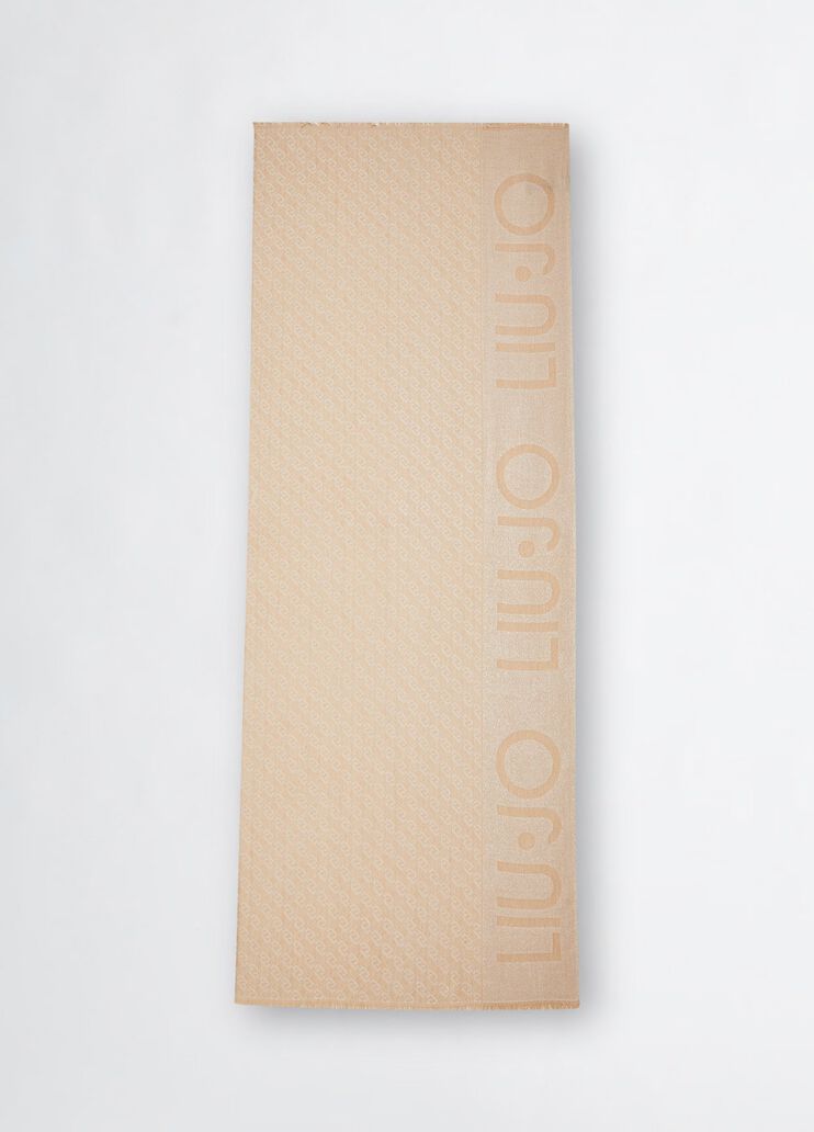 Stole with jacquard logo beige Liu Jo - medium