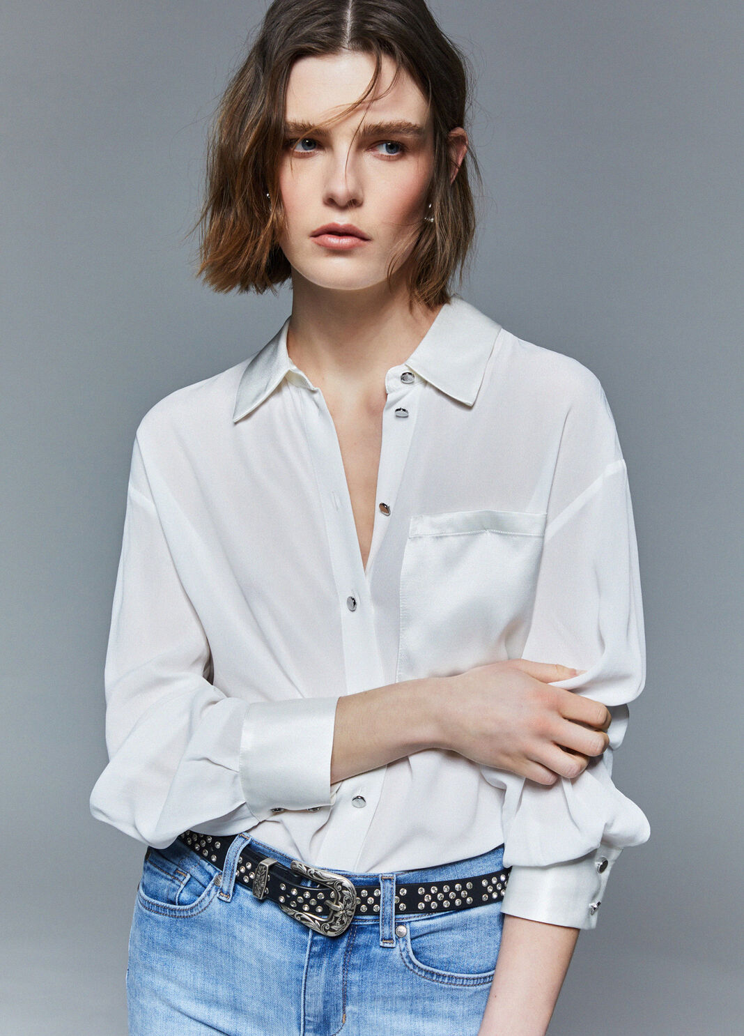 Shirt with satin pocket white Liu Jo - large image number 2