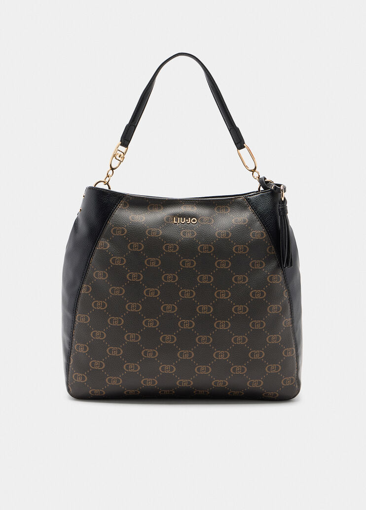 Medium hobo bag with logo black Liu Jo - medium Medium hobo bag with logo black Liu Jo - medium