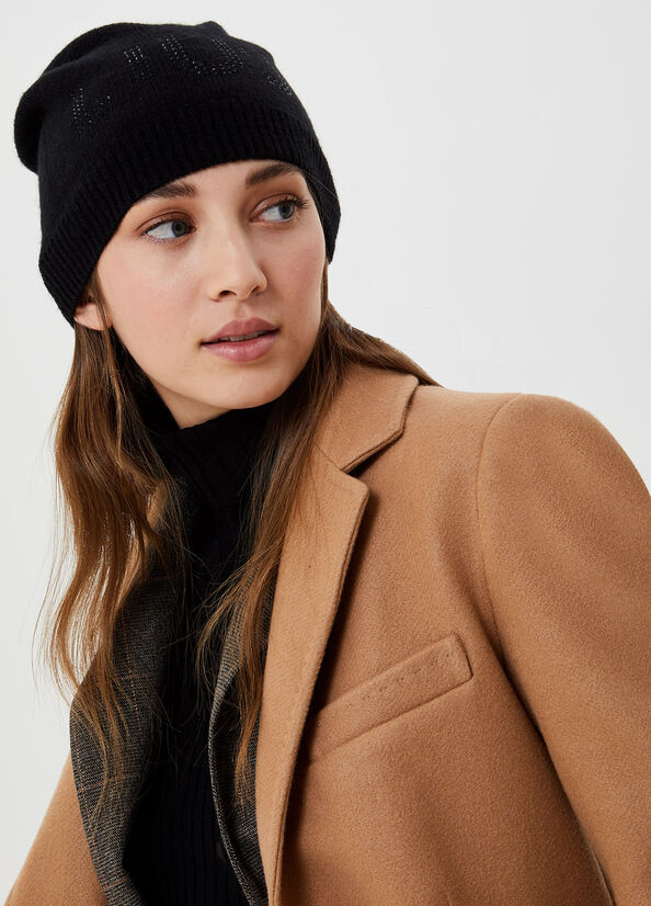 Beanie with logo Black Liu Jo - large image number 1