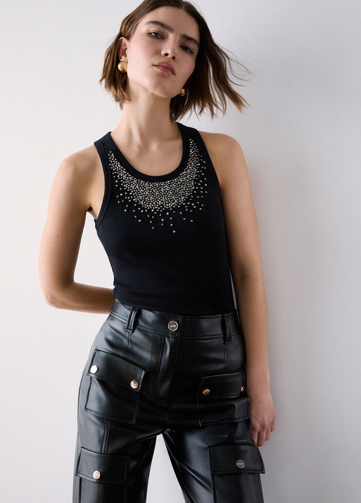T-shirt with jewel decoration black Liu Jo - medium