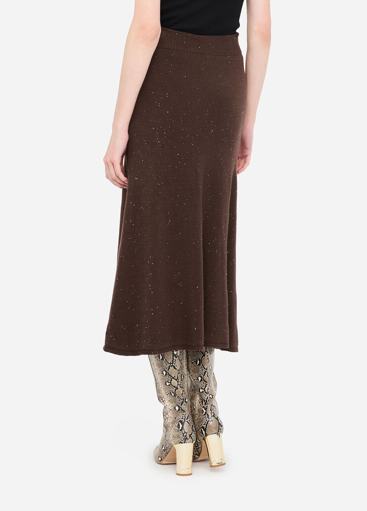 Falda midi de punto con lentejuelas chocolate Liu Jo - large image number 1