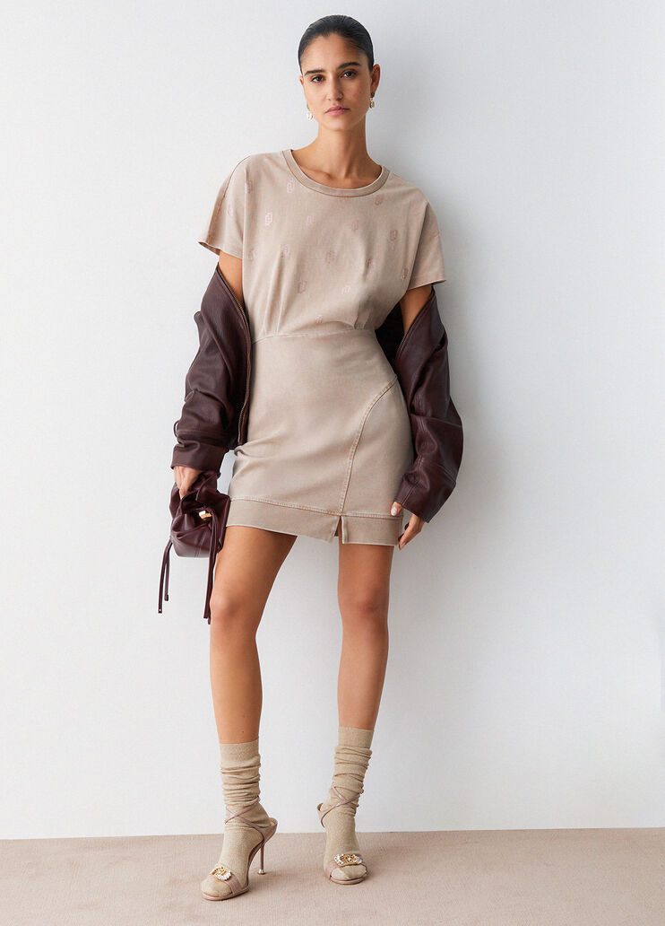 Verwaschenes Jerseykleid mit Strass Beige Liu Jo - medium