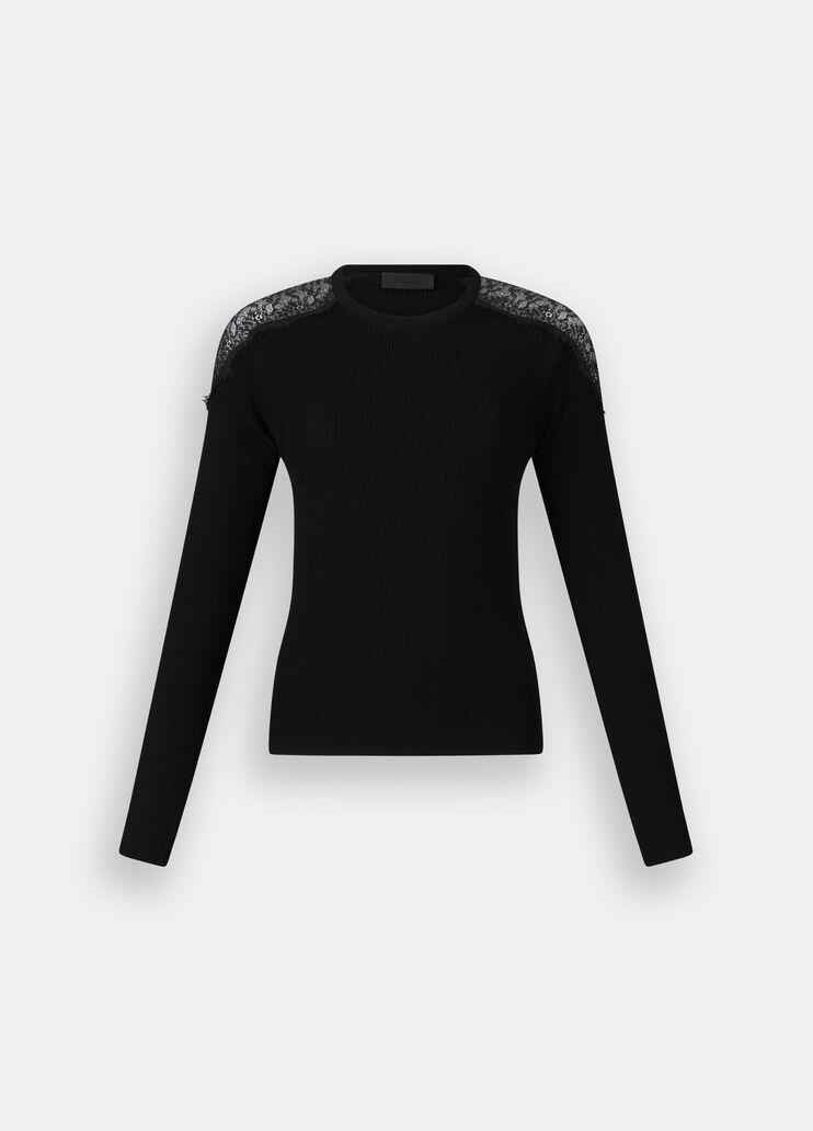 Jumper with lace black Liu Jo - large image number 6