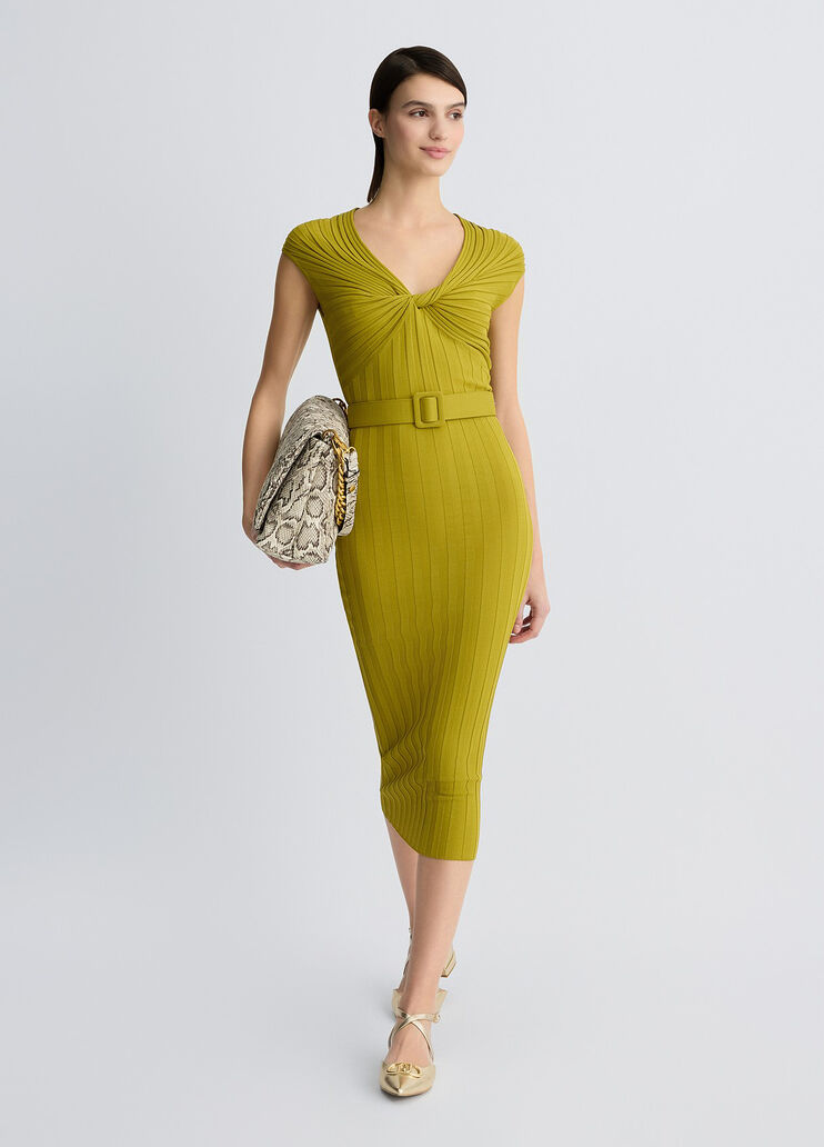 Knit dress with belt avocado Liu Jo - large image number 5 Knit dress with belt avocado Liu Jo - large image number 5