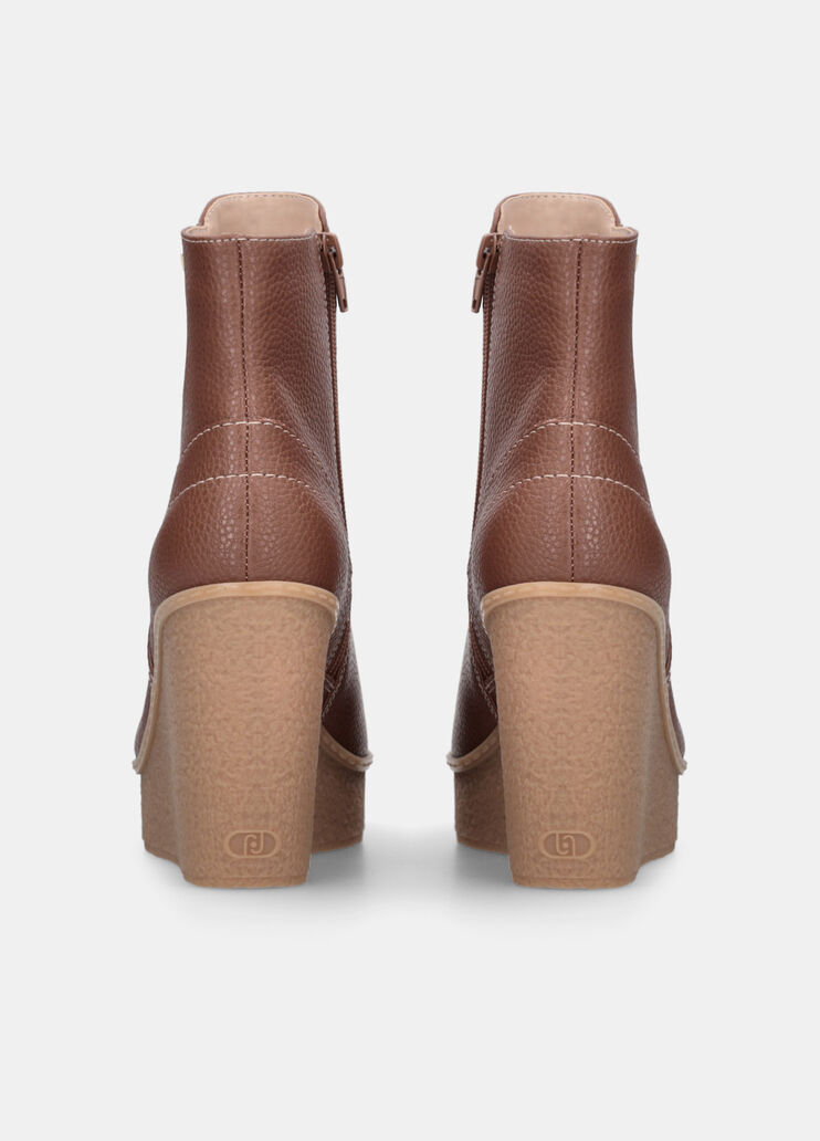 Leather ankle boots with wedge heel chocolate Liu Jo - large image number 7