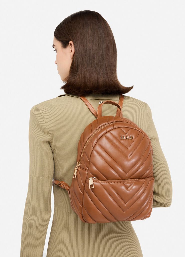 Quilted backpack gingerbread Liu Jo - medium Quilted backpack gingerbread Liu Jo - medium