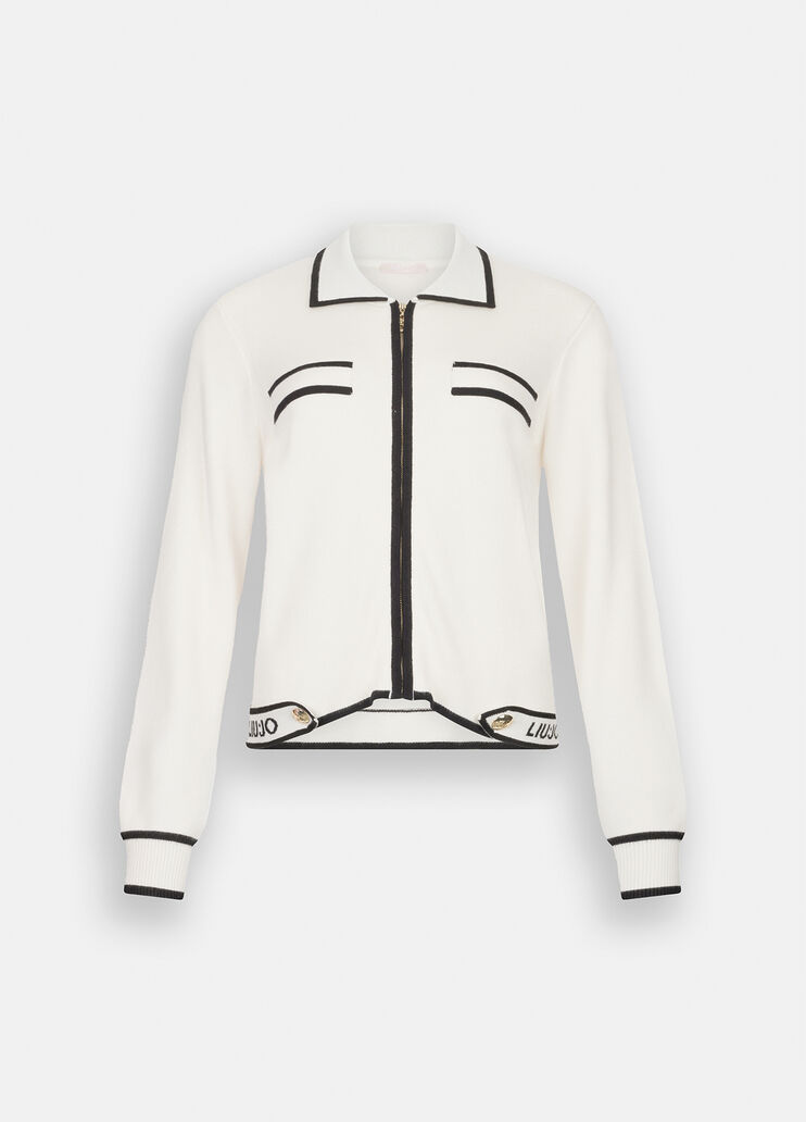 Cardigan with zip white Liu Jo - large image number 6 Cardigan with zip white Liu Jo - large image number 6