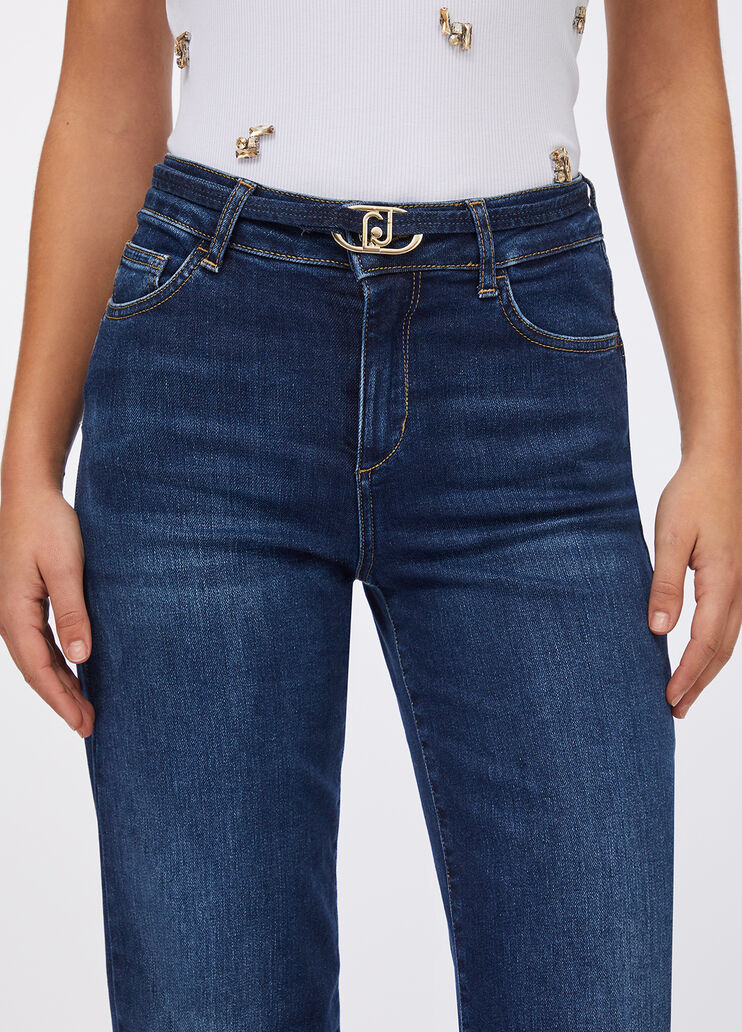 Jean évasé avec ceinture denim bleu foncé Liu Jo - large image number 2