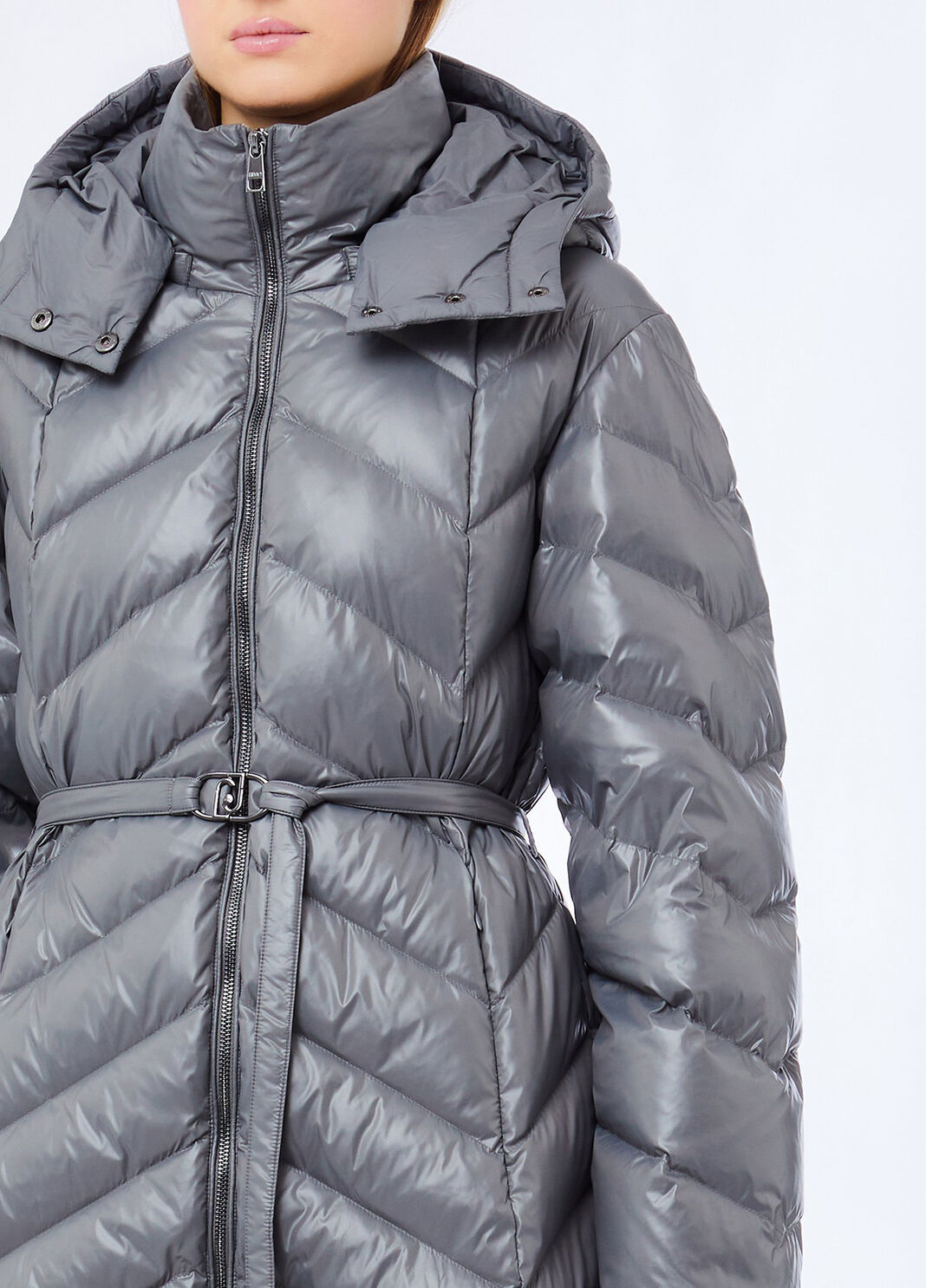 Long down jacket with hood steel Liu Jo - large image number 2
