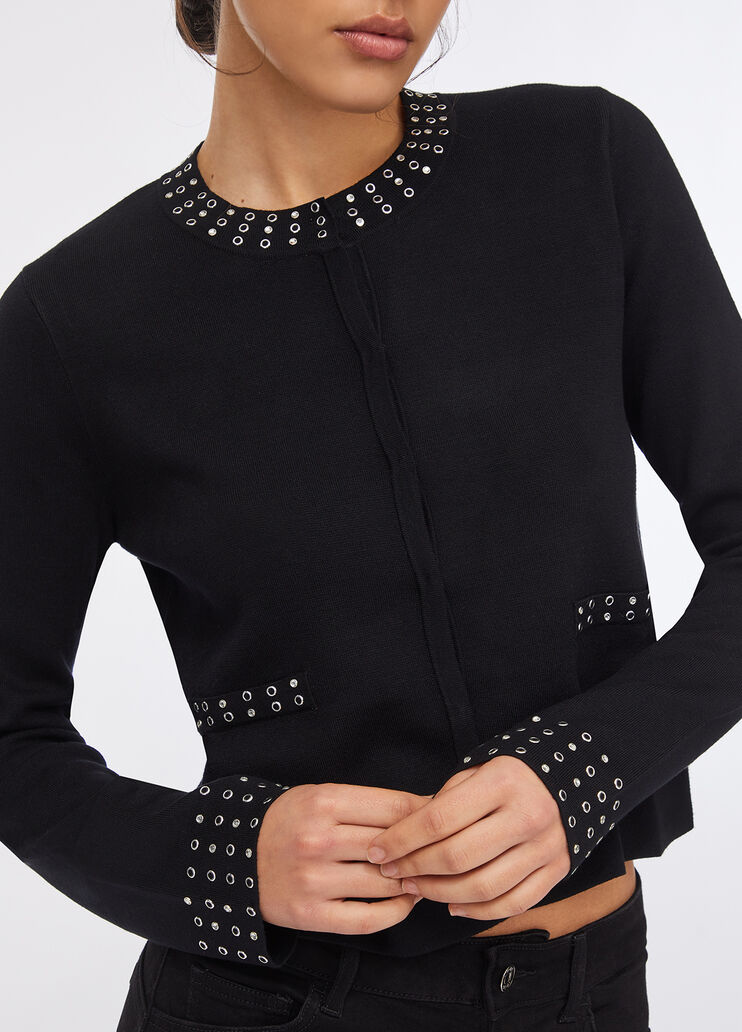 Knit jacket with gemstones black Liu Jo - medium