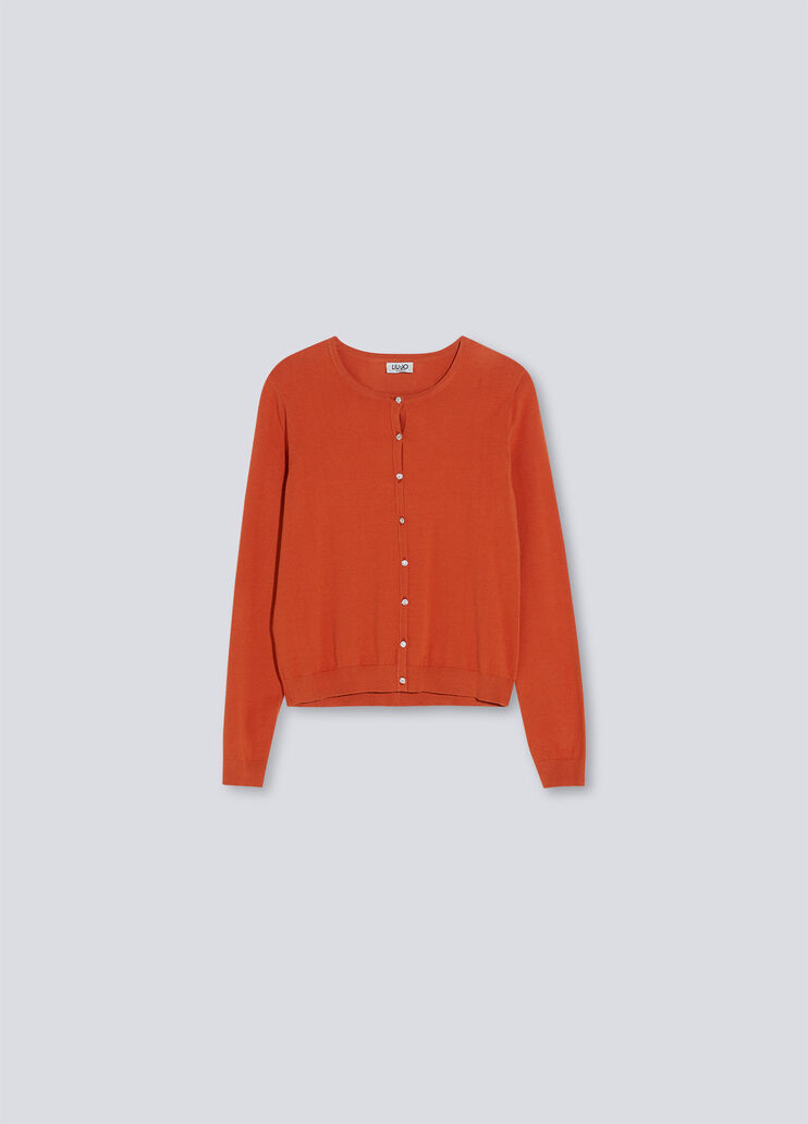 Eco-friendly cardigan with jewel buttons orange Liu Jo - large image number 4