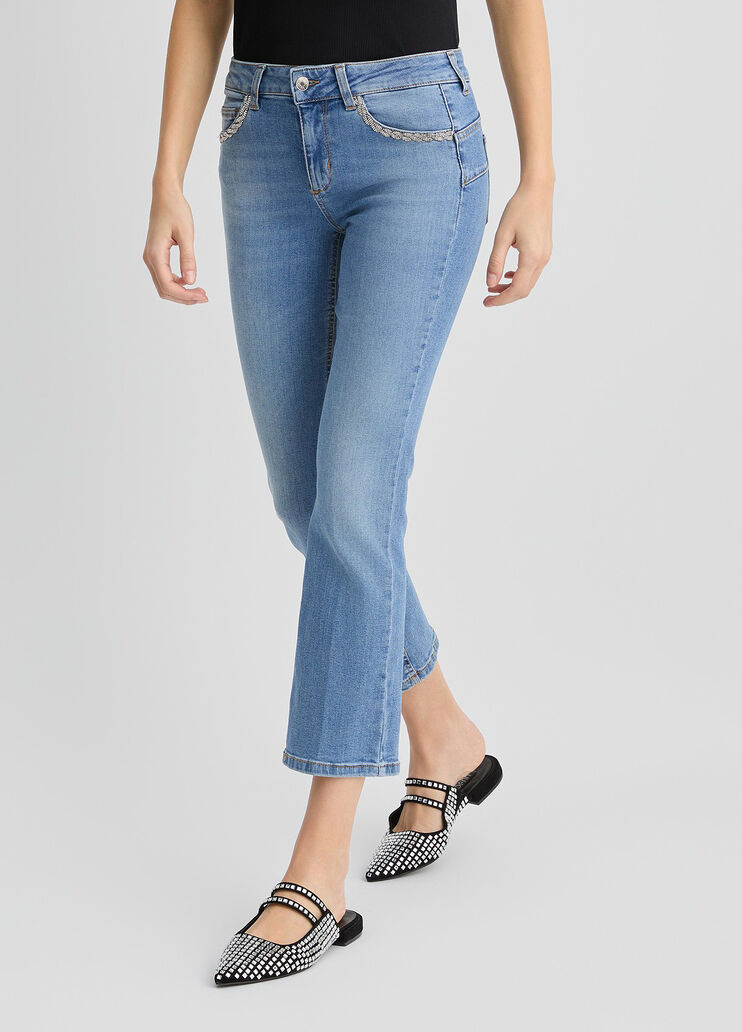 Bootcut jeans with rhinestones light denim Liu Jo - large image number 4 Bootcut jeans with rhinestones light denim Liu Jo - large image number 4