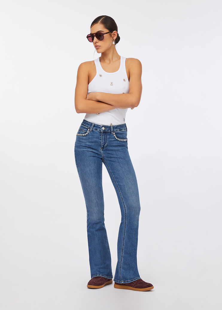 High-rise flared jeans light blue denim Liu Jo - large image number 5
