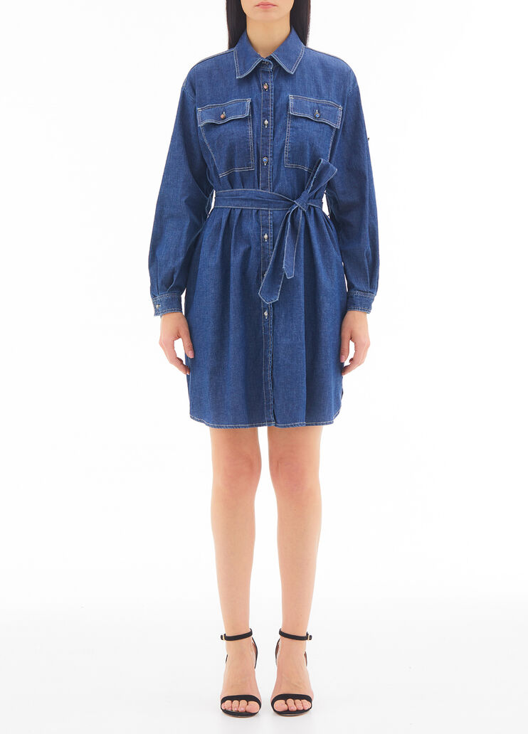 Shirt dress with belt blue denim Liu Jo - large image number 0 Shirt dress with belt blue denim Liu Jo - large image number 0