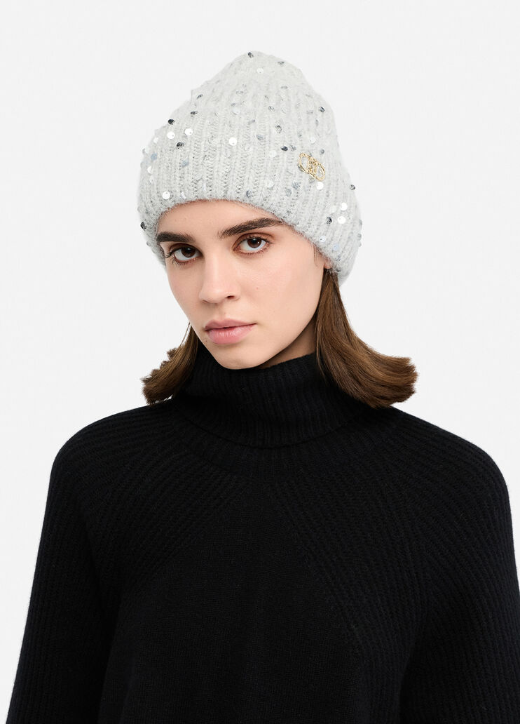 Angora hat with sequins ice grey Liu Jo - medium Angora hat with sequins ice grey Liu Jo - medium