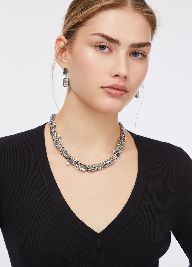 Robe en maille ornée de pierres noir Liu Jo - large image number 2