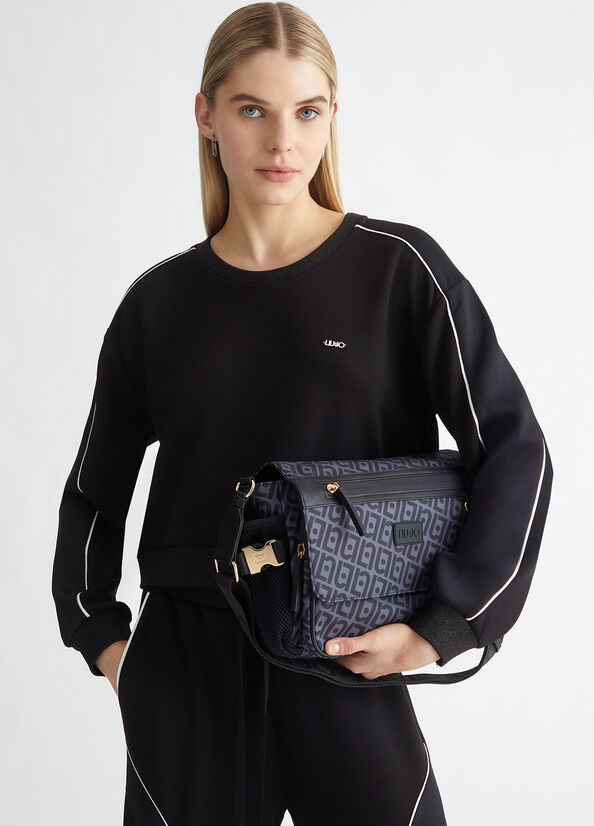 Umhängetasche aus Nylon mit Logo Farbe Schwarz | Liu Jo