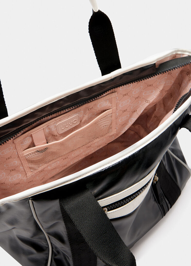 Sac fourre-tout grand format effet brillant noir Liu Jo - large image number 6