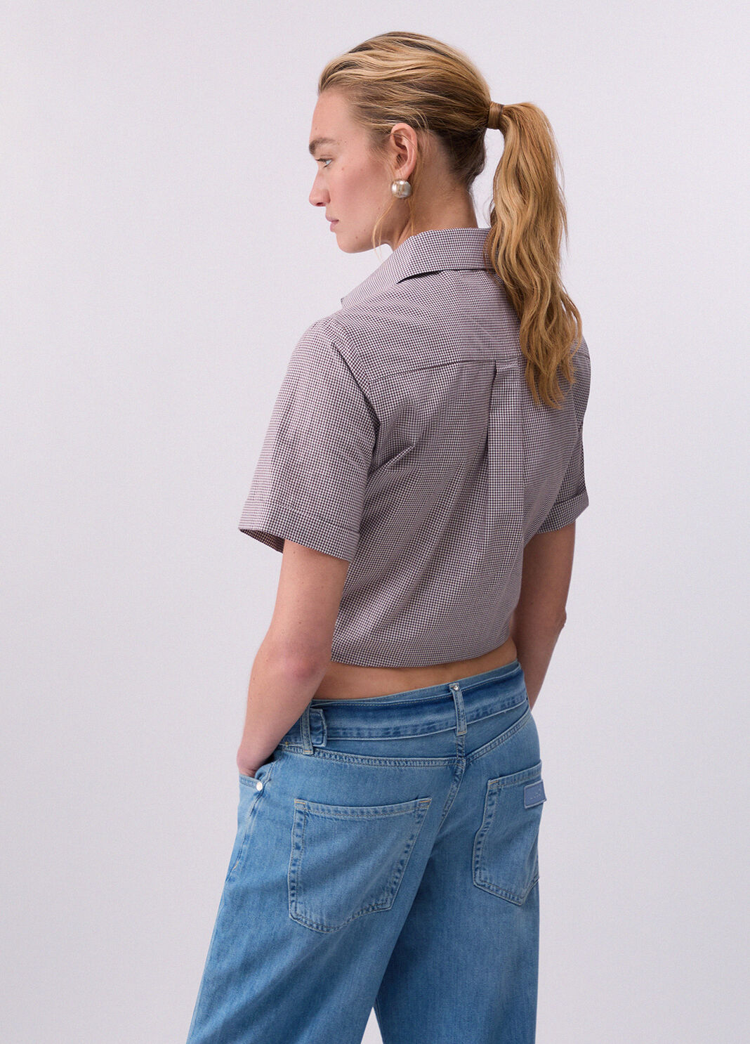 Camicia in vichy con ricami gioiello vichy marrone Liu Jo - large image number 1