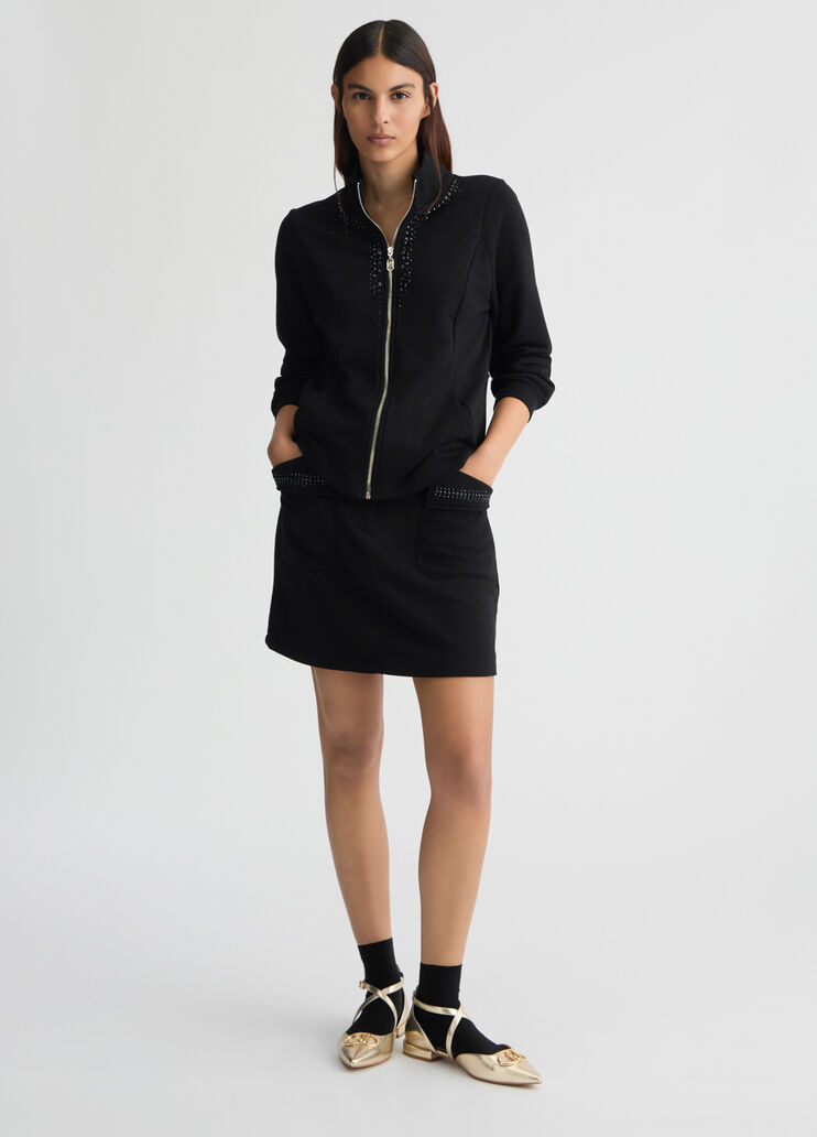 Sweatshirt with zip and rhinestones black Liu Jo - medium Sweatshirt with zip and rhinestones black Liu Jo - medium