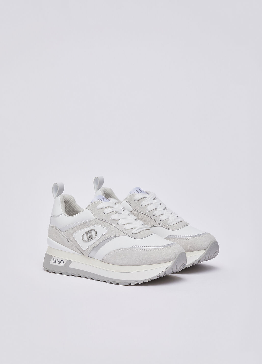 Platform sneakers in suede and leather white Liu Jo - large image number 1