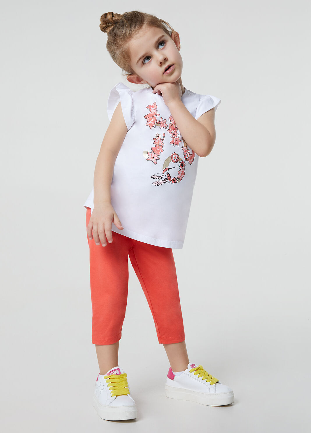 Maxi T-shirt and leggings outfit white / coral Liu Jo - large image number 2