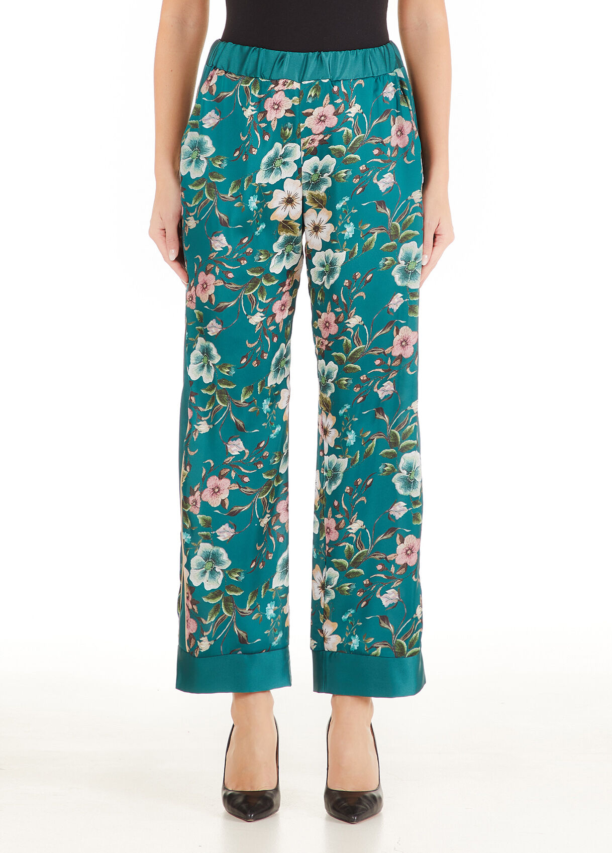 Loose flare trousers floral print multico ladies  Morgan