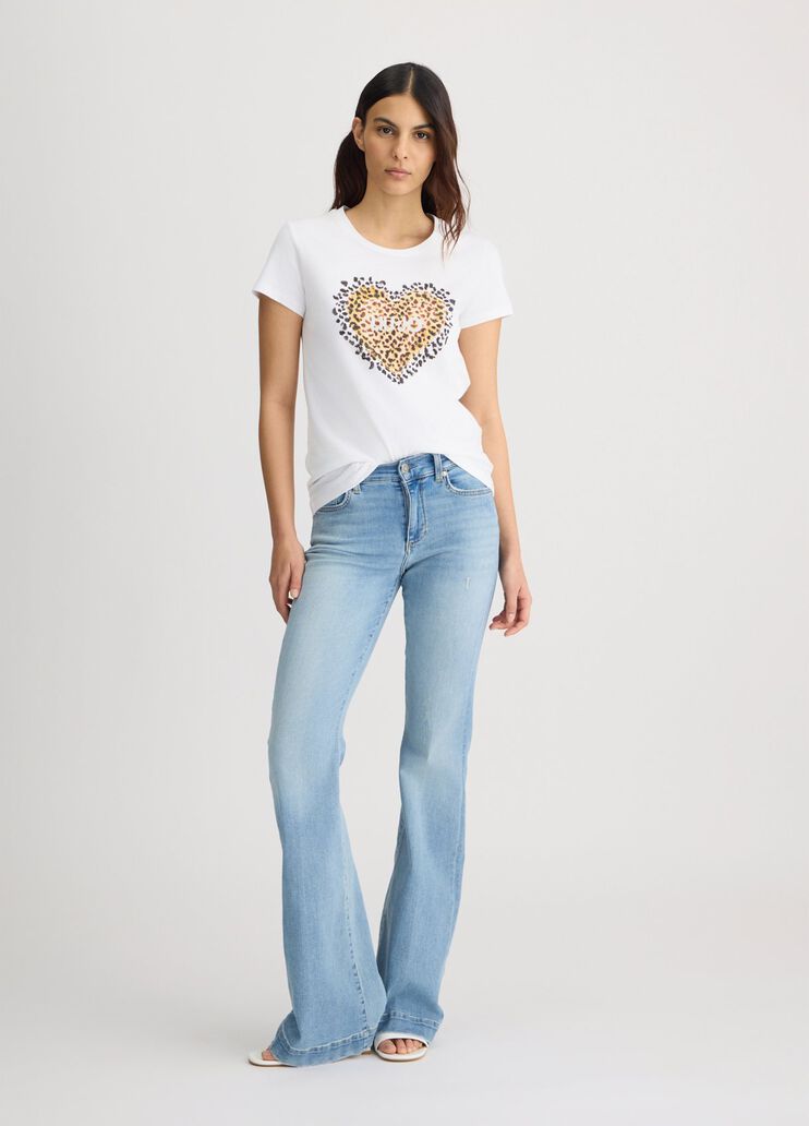 T-shirt con cuore animalier bianco/leopard Liu Jo - large image number 5 T-shirt con cuore animalier bianco/leopard Liu Jo - large image number 5