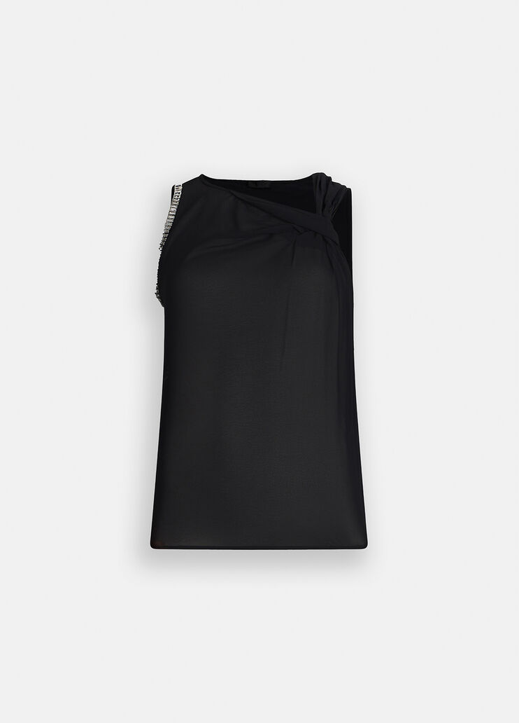 Cotton and georgette top black Liu Jo - large image number 6 Cotton and georgette top black Liu Jo - large image number 6