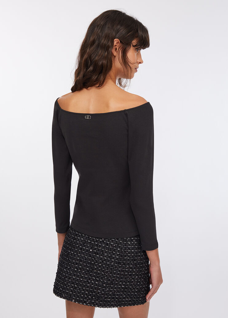 Cotton off-the-shoulder T-shirt black Liu Jo - large image number 1