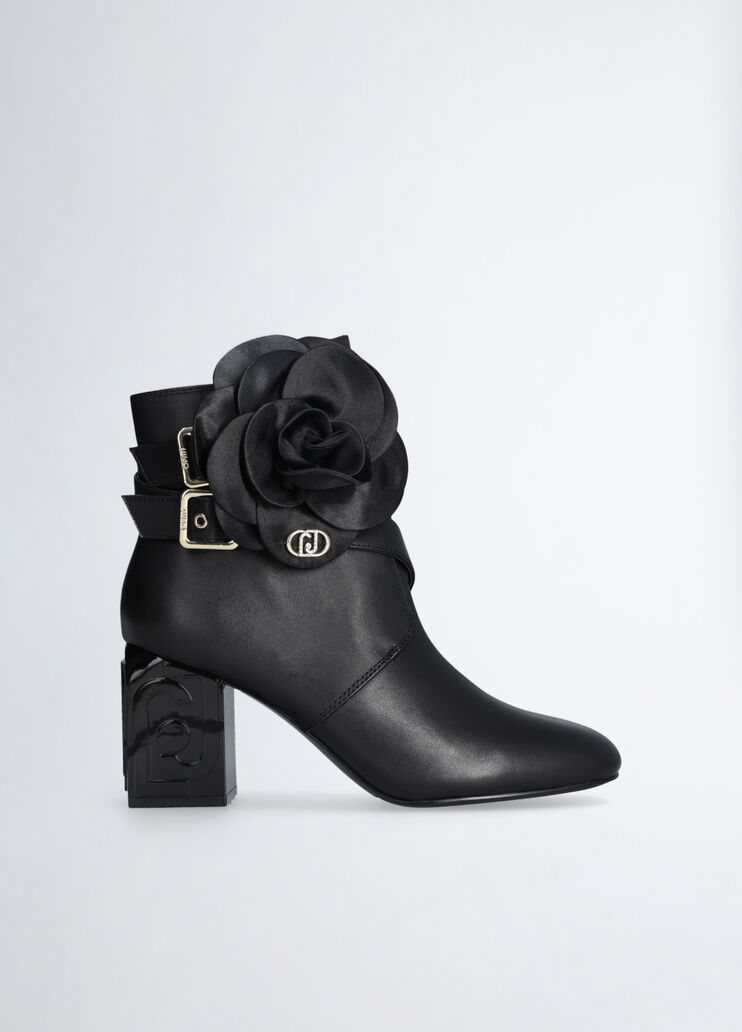 Leather ankle boot with flower detail black Liu Jo - medium Leather ankle boot with flower detail black Liu Jo - medium