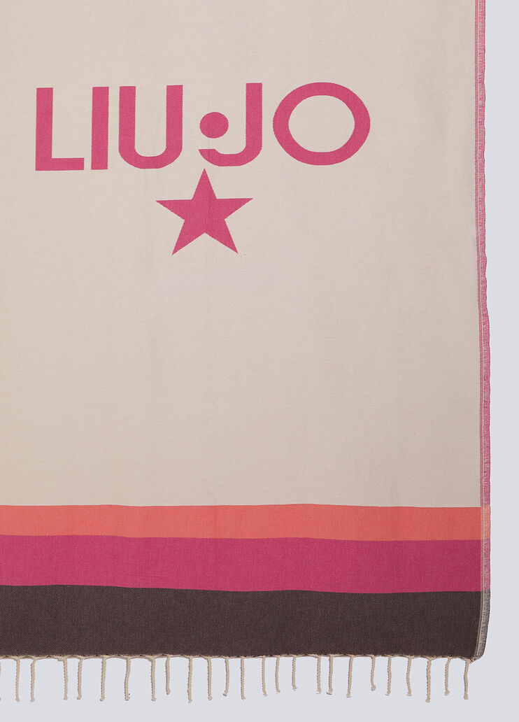 Пляжное полотенце с бахромой слоновая кость/землистый/фуксия Liu Jo - large image number 2