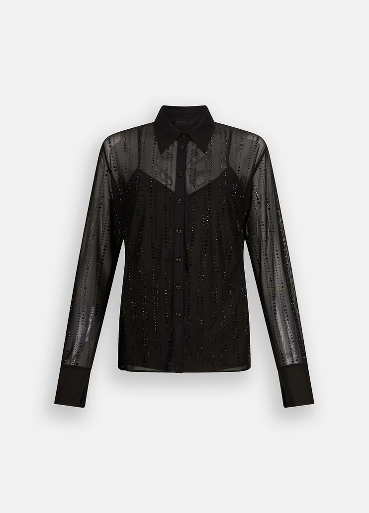Tulle shirt with gemstones black Liu Jo - large image number 6 Tulle shirt with gemstones black Liu Jo - large image number 6