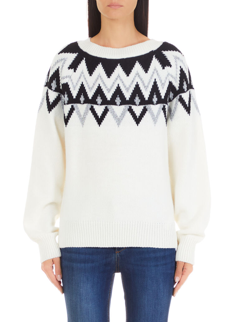 Jersey con intarsia y pedrería blanco/negro Liu Jo - large image number 0