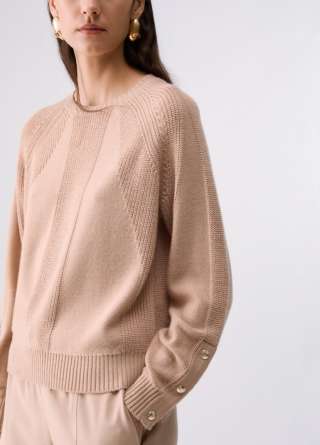 Wool-blend sweater with buttons beige Liu Jo - large image number 4
