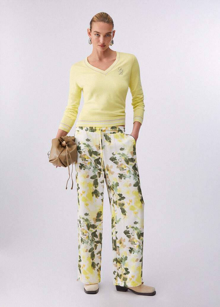 Джемпер с V-образным вырезом горловины желтый Liu Jo - medium