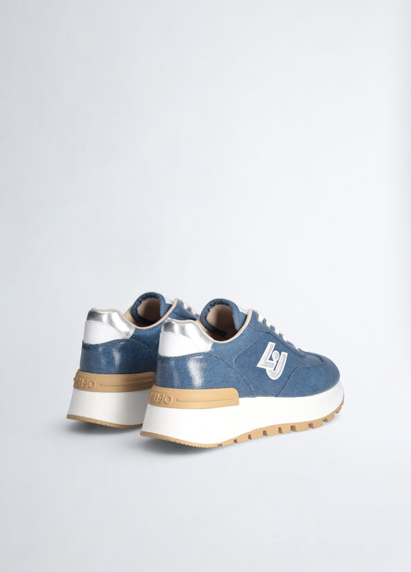 Glossy denim sneakers blue Liu Jo - large image number 1