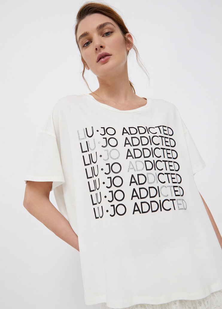 Camiseta ecosostenible con estampado blanco/addicted Liu Jo - large image number 0