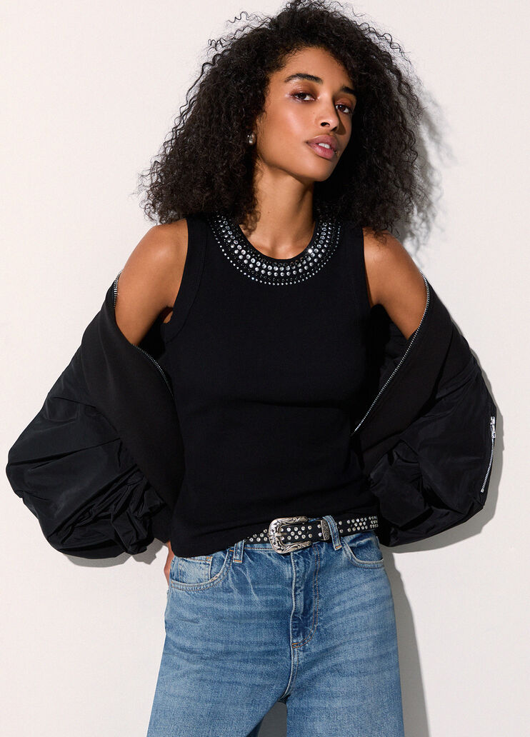 Top con applicazioni gioiello nero Liu Jo - medium