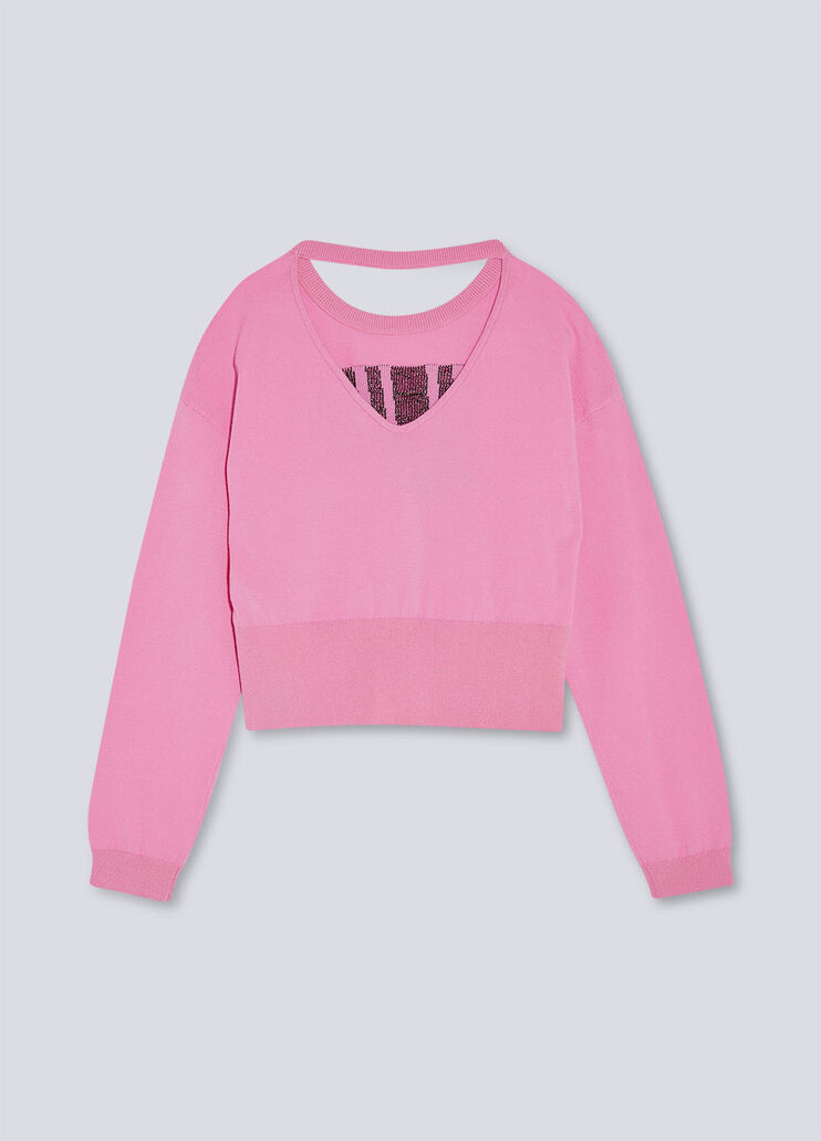 Jersey ecosostenible con logotipo rosa/negro Liu Jo - large image number 1 Jersey ecosostenible con logotipo rosa/negro Liu Jo - large image number 1